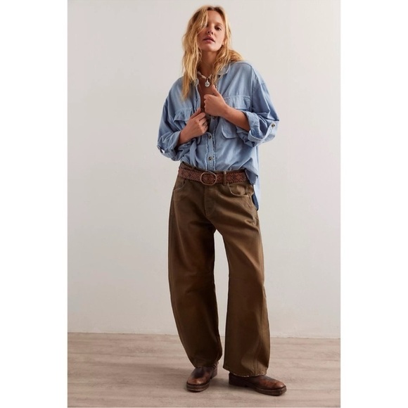 NWT Free People Good Luck Faux Leather Jeans Pants We The Free New Moon 28 - Picture 13 of 14